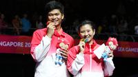Ganda campuran Indonesia Praveen Jordan/Debby Susanto raih medali emas bulu tangkis perorangan SEA Games 2015 Singapura (Humas PP PBSI)
