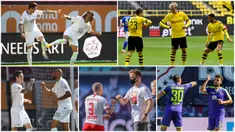 Berikut ini ragam selebrasi jaga jarak yang diterapkan pemain-pemain Bundesliga.