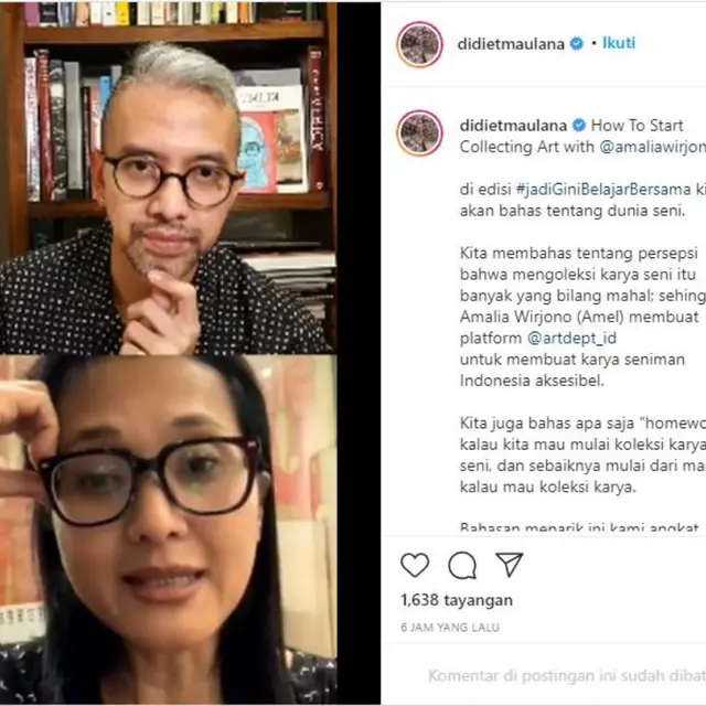 Diskusi Virtual tentang Seni bersama Didiet Maulana dan Amalia Wirjono