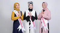 Laidatul Azura, Almaas Isfadhilah, dan Nurlela Noho, para finalis Puteri Muslimah Indonesia 2019. (Bambang E. Ros/Fimela.com)