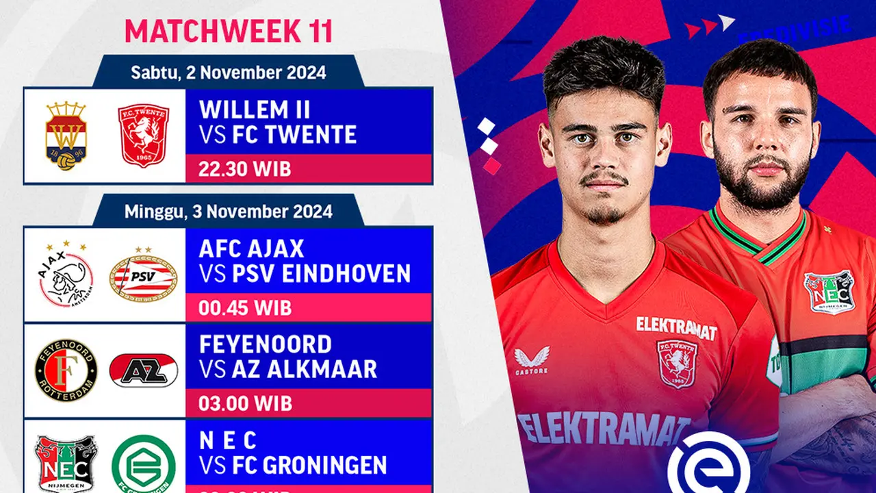 Jadwal Eredivisie 2024/25 Matchweek 11 di Vidio