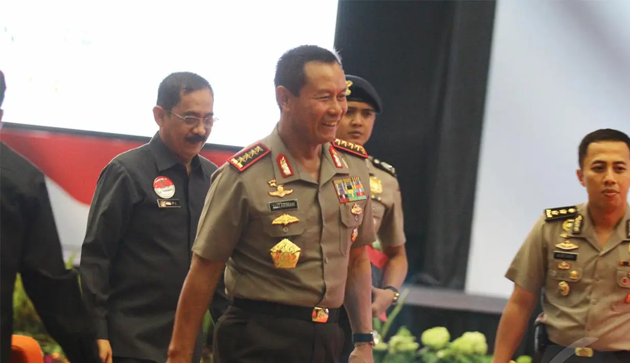 Kapolri Jendral Sutarman hadir dalam koordinasi (rakornas) Pemantapan Pelaksanaan Pemilihan Presiden dan Wakil Presiden 2014 di Sentul International Convention Center, Bogor, Selasa (3/6/2014) (Liputan6.com/Faizal Fanani)