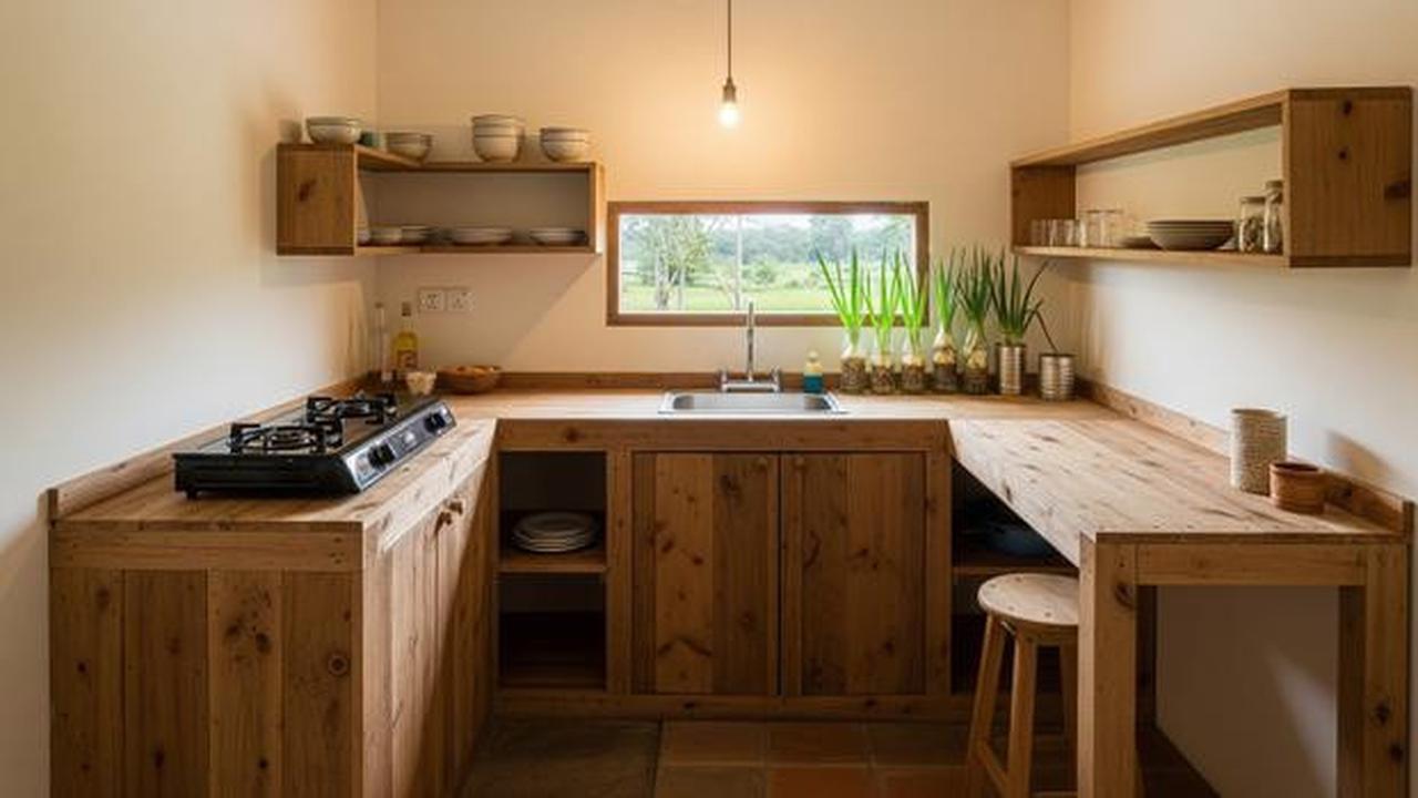 8 Model Dapur Minimalis Bentuk L dengan Tanaman Sayur di Botol, Estetik dan Fungsional