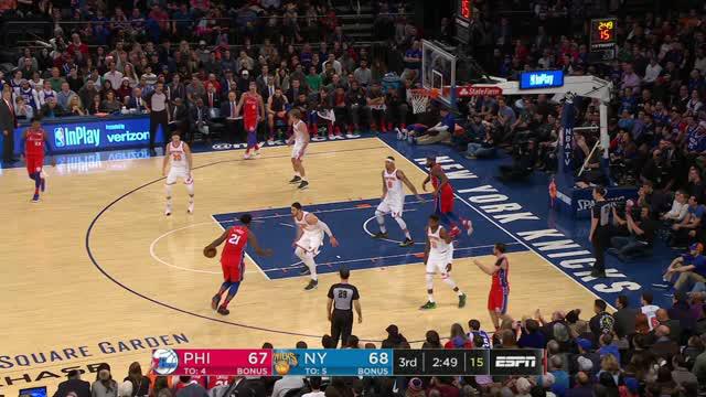 Berita video game recap NBA 2017-2018 antara Philadelphia 76ers melawan New York Knicks dengan skor 105-98.