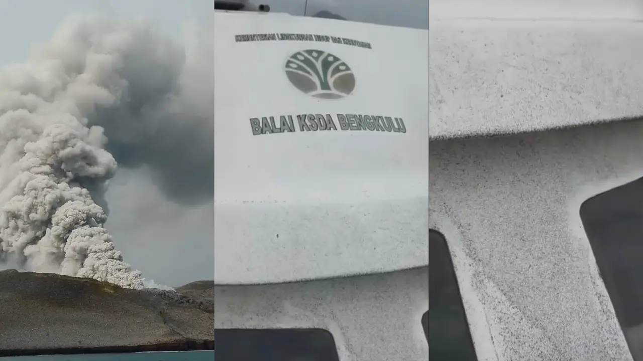 Viral Video Tim BKSDA Lampung Dihujani Abu Erupsi Gunung Anak Krakatau, Sempat Panik Dengar Gemuruh