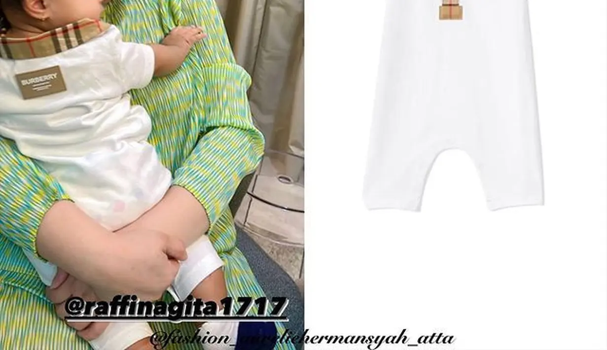 Berbalut playsuit dari Burberry, harga yang dibanderol pada pakaian yang dikenakan Ameena tak main-main, capai 2.960.000. (Foto: fashion_aureliehermansyah_atta)