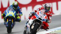 Pebalap Ducati, Andrea Dovizioso, tetap puas dengan pencapaiannya di MotoGP Belanda meski tak berhasil naik podium. (EPA/Vincent Jannink)