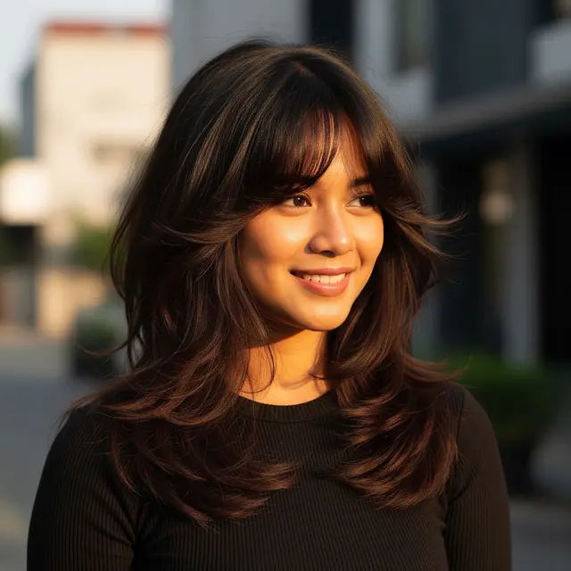 Rambut Wanita Wolf Cut Panjang (Gemini AI)