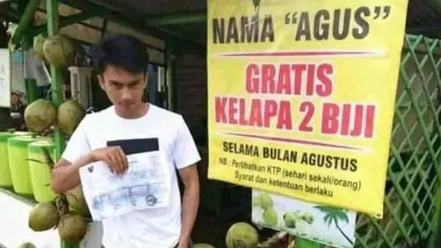 Berkah Agustus, Pemilik Nama Agus Bisa Makan dan Nikah Gratis