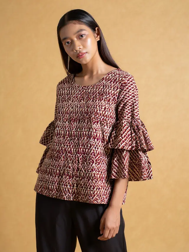 Batik Kontemporer Lengan Tiered