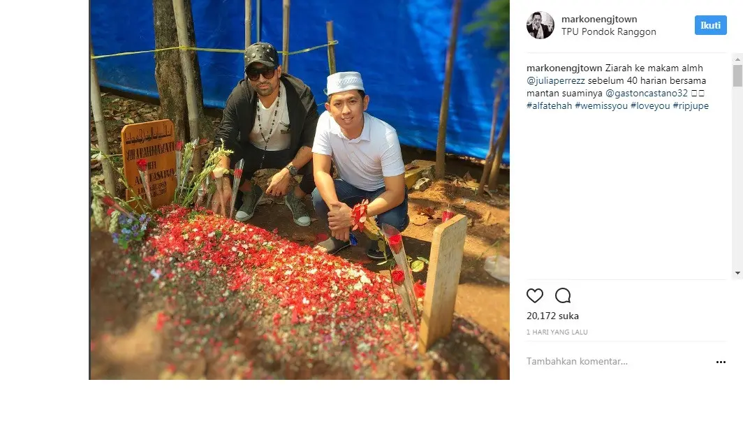 Gaston Castano kunjungi makam Julia Perez (Foto: Instagram) 
