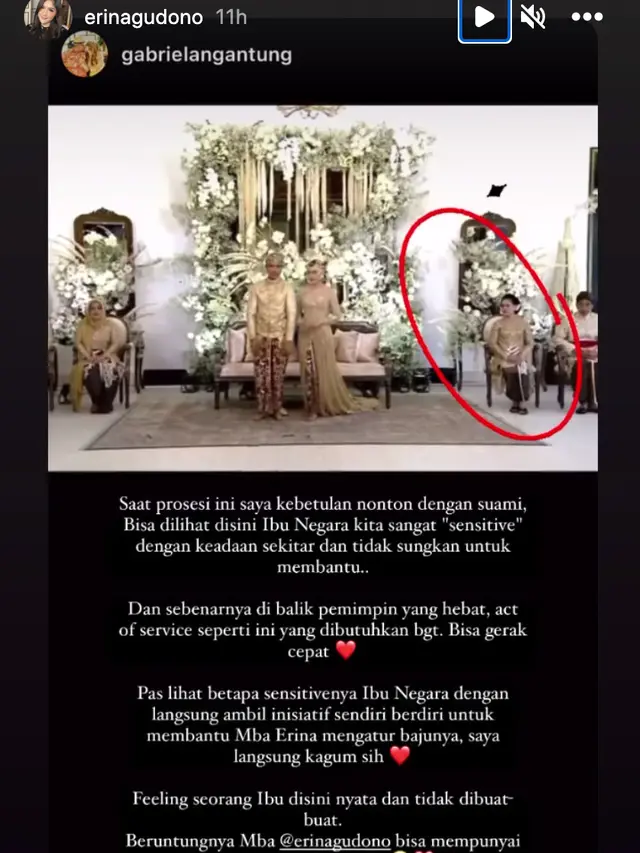 Unggahan Erina Gudono. (Foto: Dok. Instagram @erinagudono)