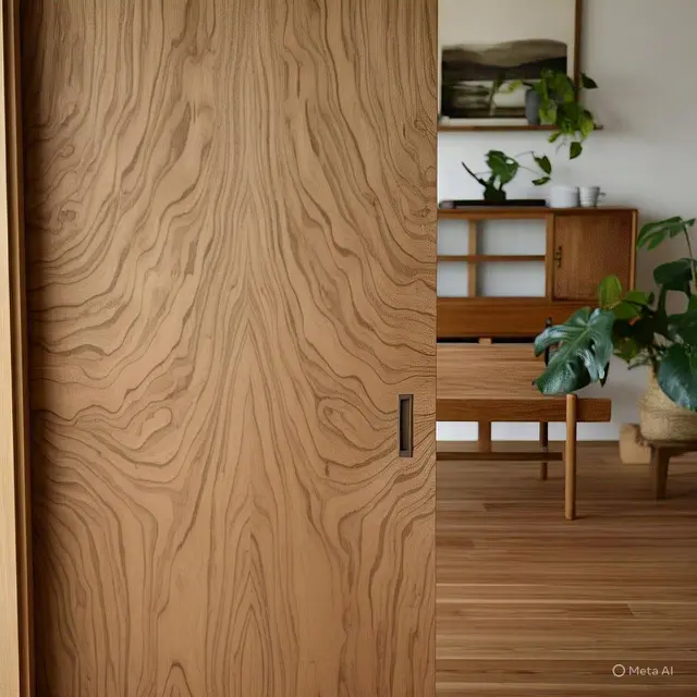 Pintu Kayu Natural dengan Finishing Simpel