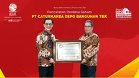 Pencatatan perdana saham PT Caturkarda Depo Bangunan Tbk (DEPO), Kamis (25/11/2021) (Foto: BEI)