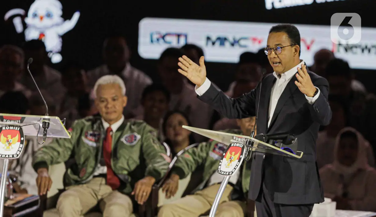 Debat mengangkat tema pertahanan dan keamanan, hubungan internasional dan globalisasi, serta geopolitik dan politik luar negeri. (Liputan6.com/Faizal Fanani)