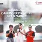 Peluncuran kamera mirrorless terbaru Canon, Canon EOS M100 oleh Merry Harun – Canon Division Director pt. Datascrip, Maudy Ayunda, dan Yase Defirsa Cory, Marketing Manager of Canon Image Communication Product Div (Dokumentasi: Canon)