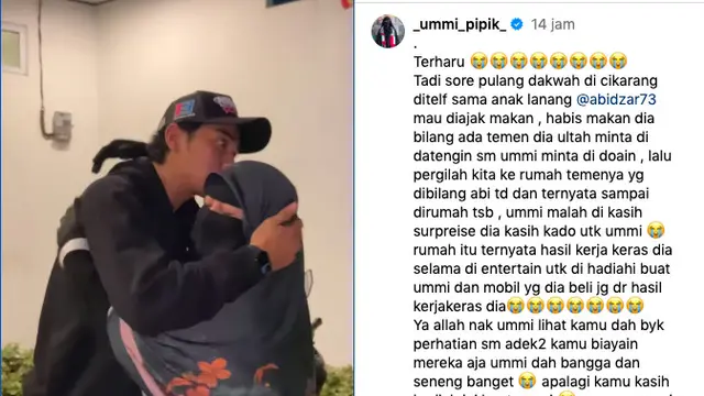 Abidzar Al Ghifari Sukses Bikin Terharu Umi Pipik, Beri Rumah dan Mobil Baru sebagai Kado Ulang Tahun. (instagram.com/_ummi_pipik_)