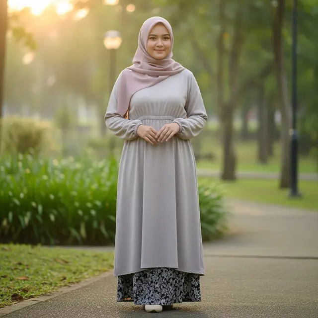 9 Model Gamis Polos ala Baju Kurung Malaysia, Anggun Kesederhanaan dan Tradisi