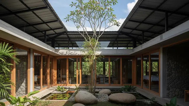 Hunian dengan Taman Tengah (Inner Courtyard) (Gemini AI)