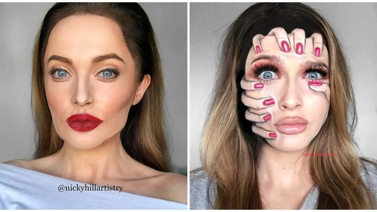 Wanita Ini Buat Ilusi Optik hingga Wajah Seleb dari Makeup, 7 Hasilnya Mengagumkan