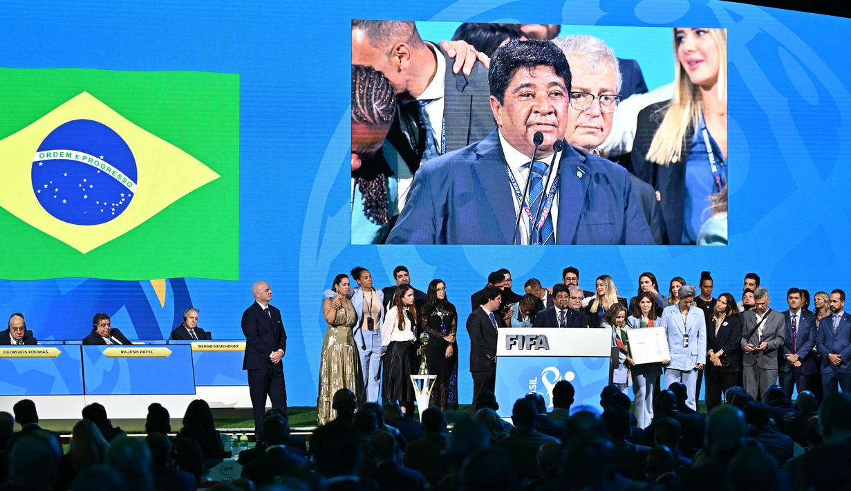 Terpilihnya Brasil sebagai tuan rumah Piala Dunia Wanita 2027 membuat negeri Samba tersebut menjadi yang pertama di Amerika Selatan yang menyelenggarakan turnamen bergengsi ini. (MANAN VATSYAYANA/AFP)
