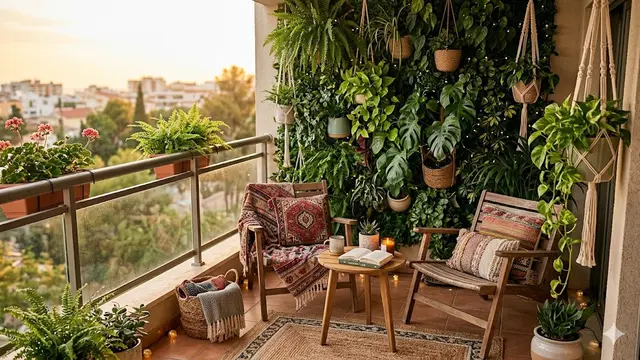 Dinding Balkon Kombinasi Tanaman Vertikal
