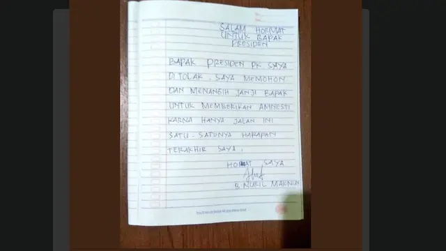 Surat Baiq Nuril untuk Presiden Jokowi