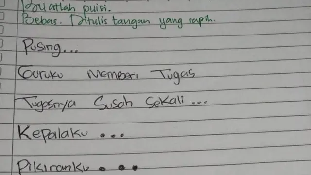 Puisi kocak buatan anak SD bikin kalian ngakak (foto: Instagram/@awreceh.id/brilio)