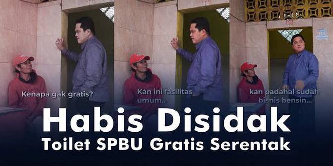 VIDEOGRAFIS: Habis Disidak Menteri BUMN Erick Thohir, Toilet SPBU Gratis Serentak