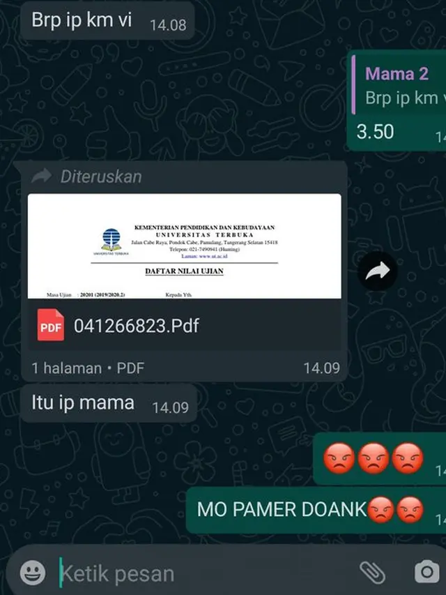 6 Chat Pamer IPK Kuliah Ini Bikin Elus Dada