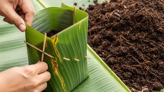 Cara Buat Polybag dari Daun Pisang