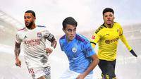 Ilustrasi - Memphis Depay, Eric Garcia, Jadon Sancho (Bola.com/Adreanus Titus)