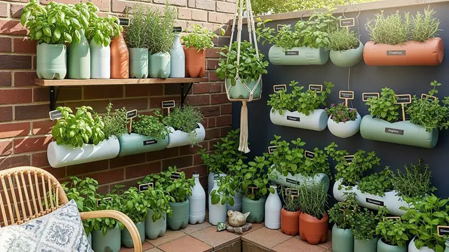 Ide Kebun Sayur di Teras Belakang dengan Botol Bekas