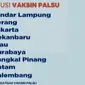 Ada 37 fasilitas pelayanan kesehatan di 9 provinsi menerima vaksin tidak resmi