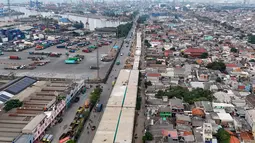 Kementerian Pekerjaan Umum (PU) terus mempercepat penyelesaian konstruksi Ruas Jalan Tol Harbour Road II Ancol Timur–Pluit. (merdeka.com/Arie Basuki)