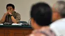 Sidang terkait kasus korupsi Hambalang ini menghadirkan terpidana kasus suap Wisma Atlet yang juga mantan Seskemenpora Wafid Muharam sebagai saksi, Jakarta, Senin (5/1/2015). (Liputan6.com/Miftahul Hayat)