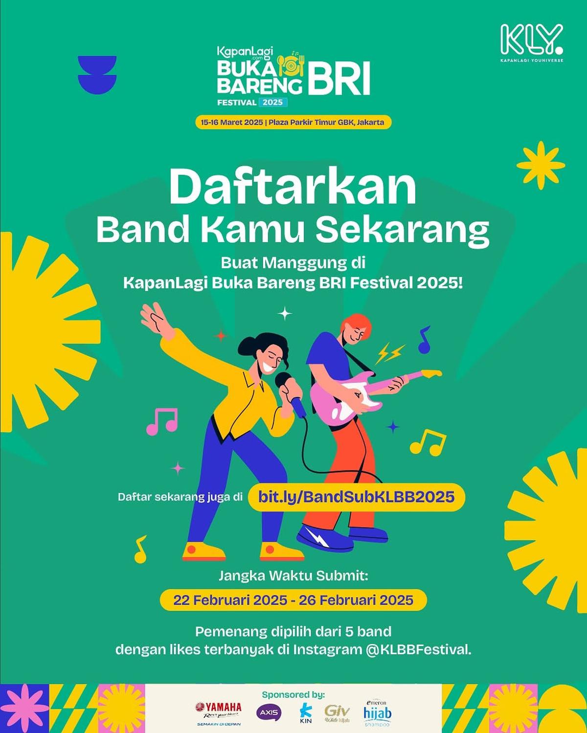 Mau Ikutan Tampil di KapanLagi Buka Bareng BRI Festival 2025? Segera Daftarkan Band Kamu Sekarang!