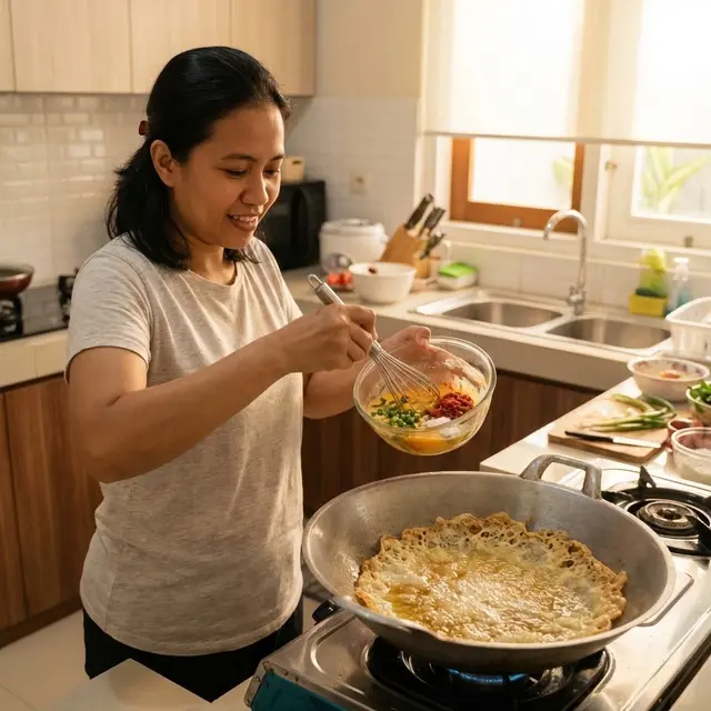 Menggoreng telur (Gemini AI)