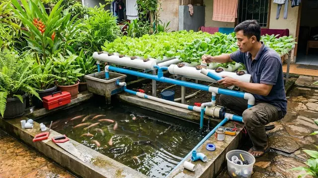 Penerapan Usaha Ternak Ikan Nila dan Hidroponik di Rumah