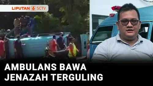 VIDEO: Motor Pengawal Mogok, Ambulans Bawa Jenazah Terguling Usai Tabrak Pembatas Jalan di Jember