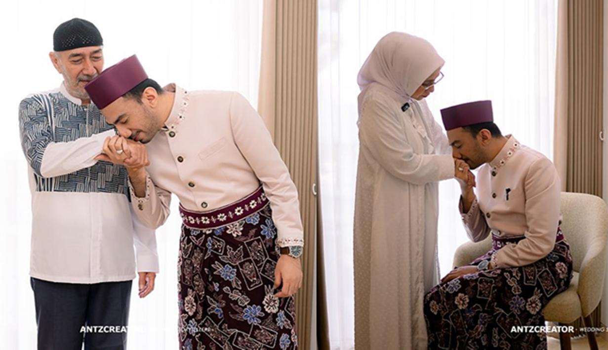 Suami Amira Karaman itu juga membagikan potretnya bareng sang ayah dan ibunda. Pelantun lagu 'Lautan Dusta' itu terlihat mencium tangan laki-laki yang selalu dipanggilnya Abi. Sementara itu, saat bersama sang ibunda, penyanyi 34 tahun itu tampak duduk sambil mencium tangan wanita yang melahirkannya. (Liputan6.com/IG/@reza_zakarya_daa)