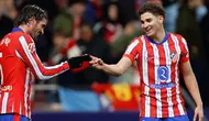 Atletico de Madrid membuka keunggulan pada menit ke-45 lewat gol Julian Alvarez. (OSCAR DEL POZO/AFP)