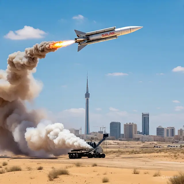 Ilustrasi Rudal Sejjil (Created by Meta AI)