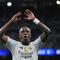 Vinicius Junior dari Real Madrid bereaksi dalam laga La Liga antara Real Madrid dan Mallorca di Madrid, Sabtu, 30 Agustus 2025. (AP Photo/Manu Fernandez)