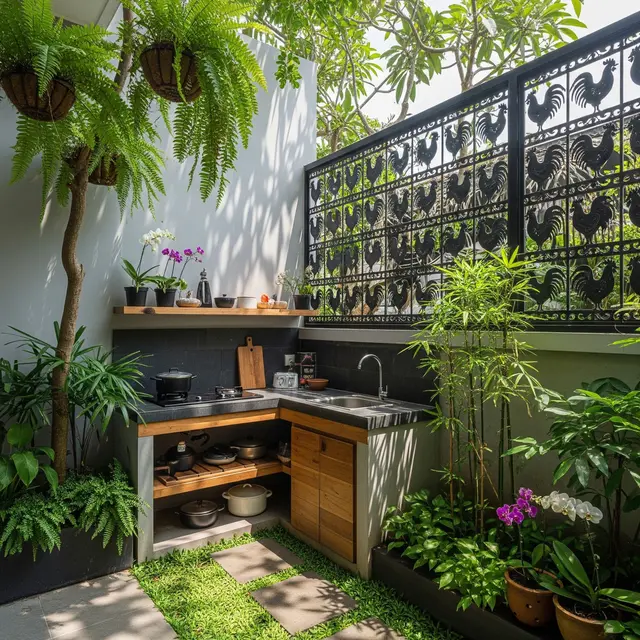 6 Desain Pagar Belakang Dekat Area Dapur Outdoor, Rumah Nyaman dan Modern