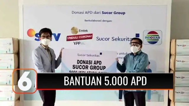 Yayasan Pundi Amal Peduli Kasih SCTV - Indosiar menerima bantuan 5.000 alat pelindung diri dari PT Sucor Sekuritas. APD tersebut nantinya akan didistribusikan untuk tenaga kesehatan yang menangani pasien Covid-19 di rumah sakit dan puskesmas.