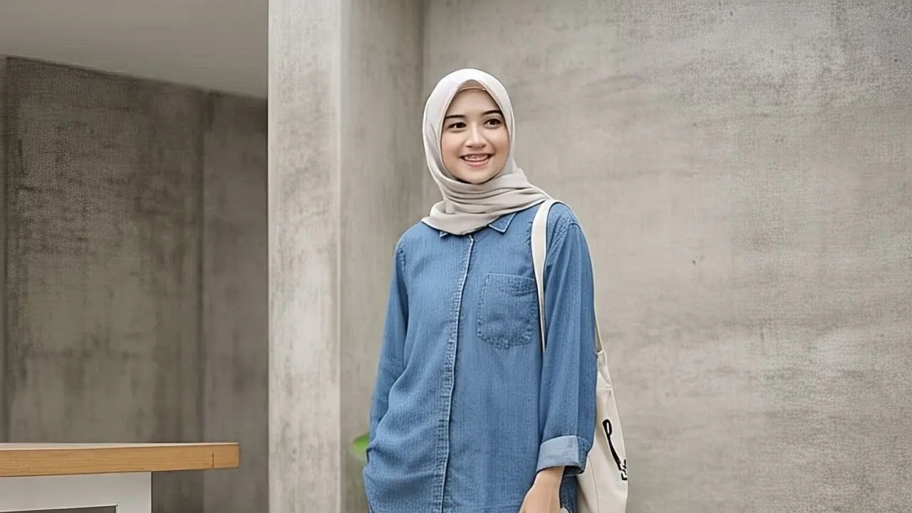 Kemeja Denim Loose dengan Celana Kulot