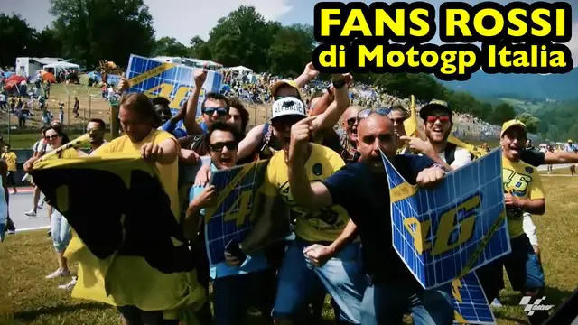 Video para Rossifumi, fans Valentino Rossi yang meriahkan sirkuit Mugello untuk MotoGP Italia.