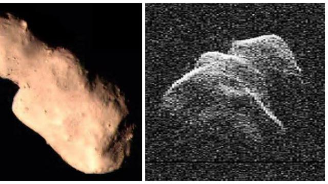 Asteroid 4179 Toutatis yang berukuran raksasa melintasi Bumi di tengah berembusnya isu kiamat Maya 2012.