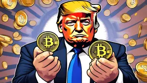 Aset kripto memecoin bertema Donald Trump (TRUMP). (Foto: By AI)